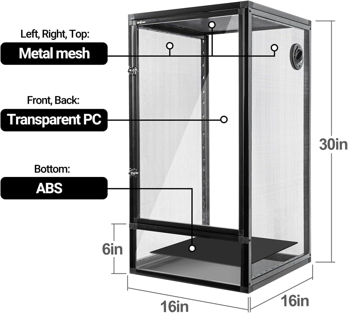 34 Gal Reptile Cage Screen Terrarium Front Opening 2 Sizes