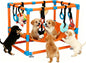 Indoor Puppy Play Gym with Hammock 8 Toys Dog Enrichment Activity Center
