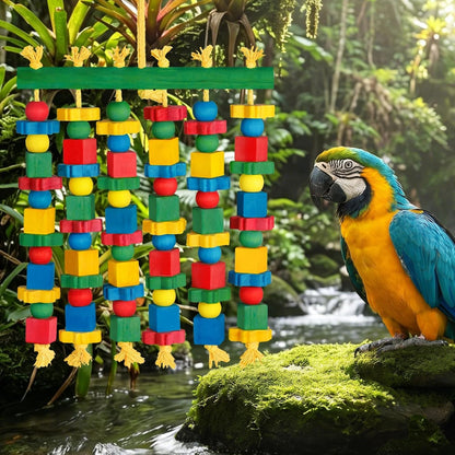 Large Parrot Toy Natural Wood Bird Chew Toy for Macaws Cockatoos