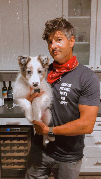 Rescue Puppies Make Me Happy Motto | Uni-Sex Crewneck Tee