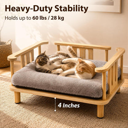 Elevated Cat & Small Dog Bed – Plush Mattress, Up to 60 lbs