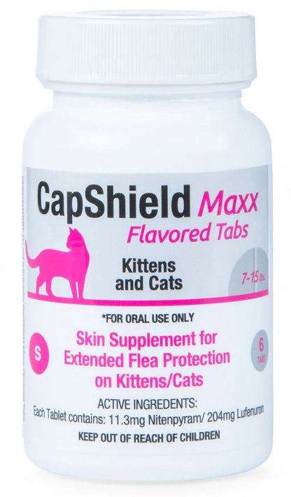 CapShield Maxx Flavored Tabs Flea Supplement For Cats and Kittens 7-15lb 6ct