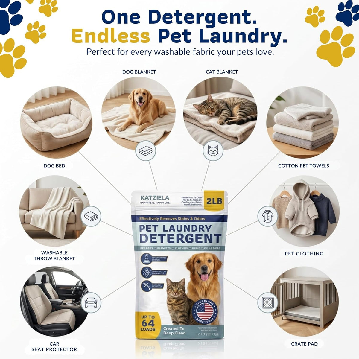 Katziela Enzyme Pet Laundry Detergent Powder – 64 Loads