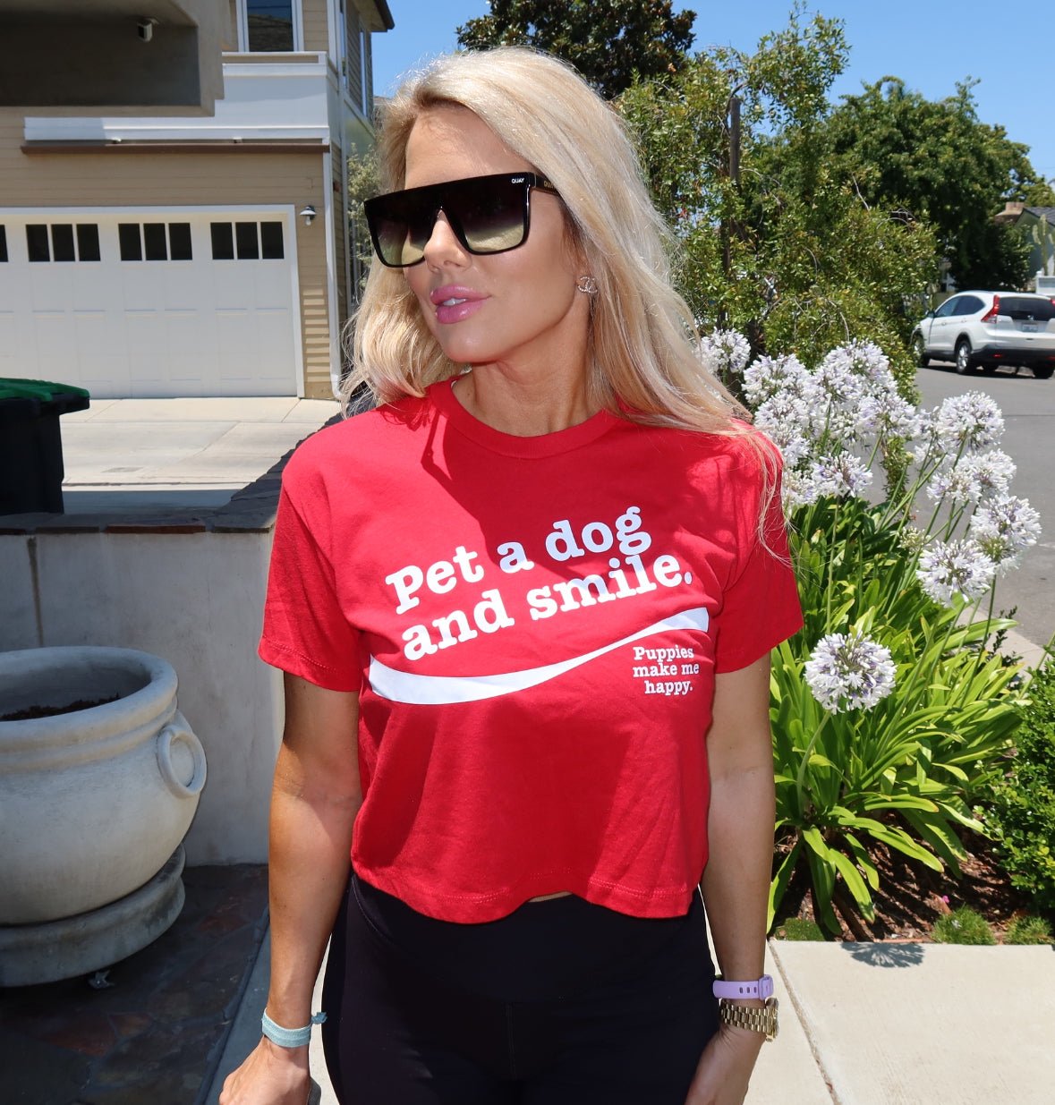 Pet A Dog And Smile Crop Tee | Gift for Dog Lovers | Made in USA