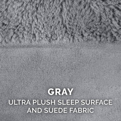 Furhaven Pillow Dog Bed for Medium/Small Dogs w/ Removable Bolsters & Washable Cover - Plush & Suede Sofa - Gray, Medium
