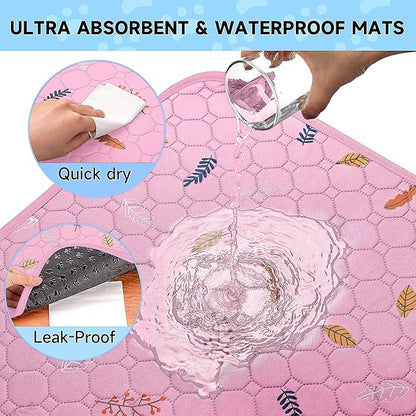 Sunheir Washable Pee Pads for Dogs Extra Large 48" x 60" 2-Pack, Reusable Puppy Pads Pet Training Pads for Dog Playpen Indoor, Waterproof Dog Pee Pads for Puppy Playpen, Whelping Pad - Pink