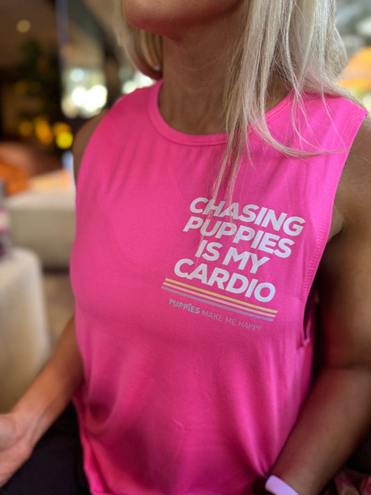 Chasing Puppies Is My Cardio Crop Tank | Gift for Dog Moms | Made in USA