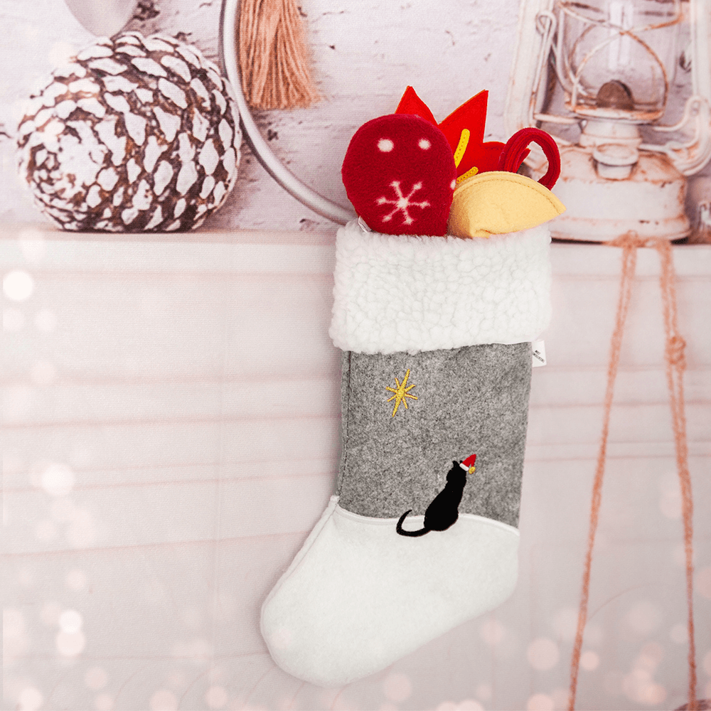 Cat Christmas Stocking with Toys