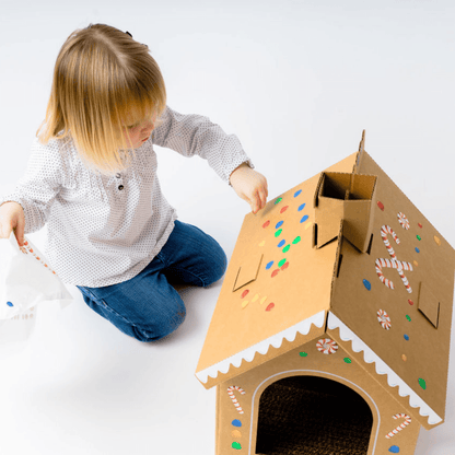 Cardboard Gingerbread Cat Playhouse Kit