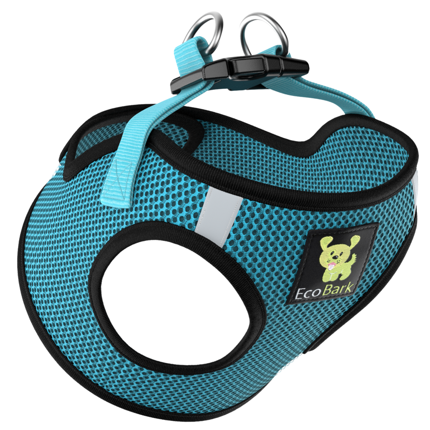 EcoBark Step In Dog Harness - XXXS to Medium Breeds- Reflective Soft Mesh Harness for Teacup, Small Dogs and Puppies / Aqua Sport
