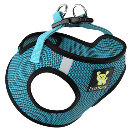 EcoBark Step In Dog Harness - XXXS to Medium Breeds- Reflective Soft Mesh Harness for Teacup, Small Dogs and Puppies / Aqua Sport