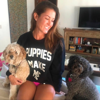 Puppies Make Me Happy Crewneck Sweatshirt | Dog Lover Gift | Soft Unisex | Printed in USA
