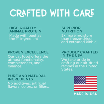 Beef Grain Free Recipe Air-Dried Adult Cat Food 1lb bag