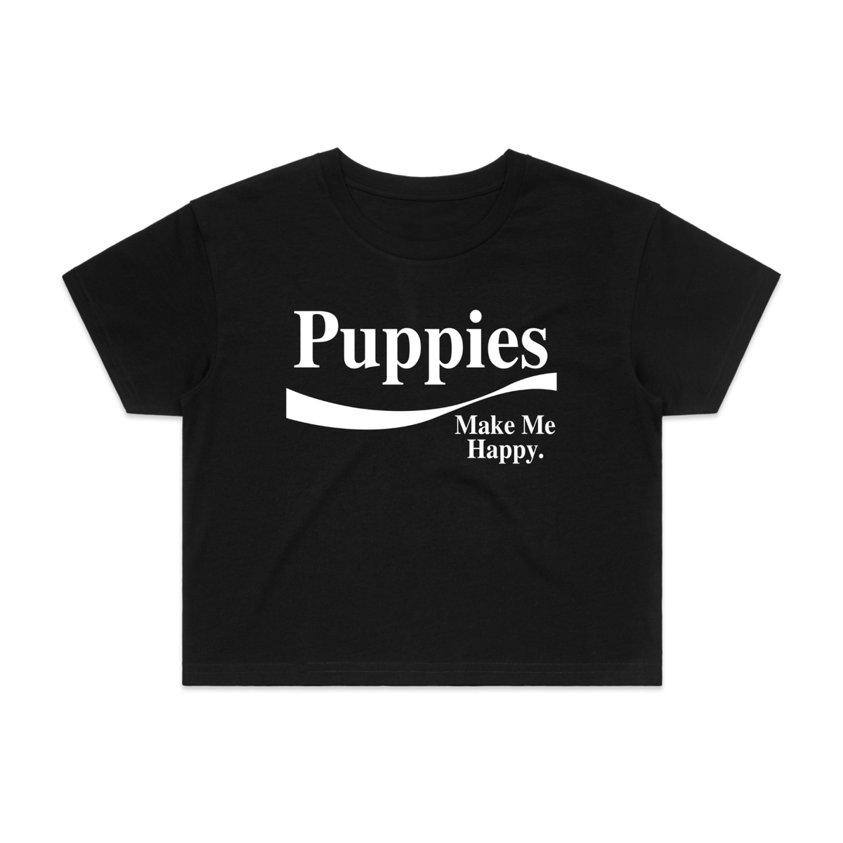 Enjoy Puppies Make Me Happy Crop Tee | Gift for Dog Lovers | Made in USA