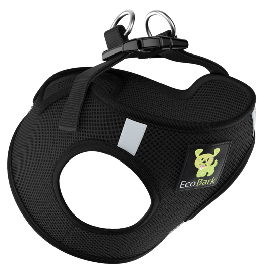 EcoBark Step In Dog Harness - XXXS to Medium Breeds- Reflective Soft Mesh Harness for Teacup, Small Dogs and Puppies / Black