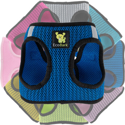EcoBark Step In Dog Harness - XXXS to Medium Breeds- Reflective Soft Mesh Harness for Teacup, Small Dogs and Puppies / Bright Blue Sport