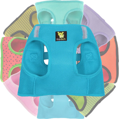 EcoBark Step In Dog Harness - XXXS to Medium Breeds- Reflective Soft Mesh Harness for Teacup, Small Dogs and Puppies / Sky Blue