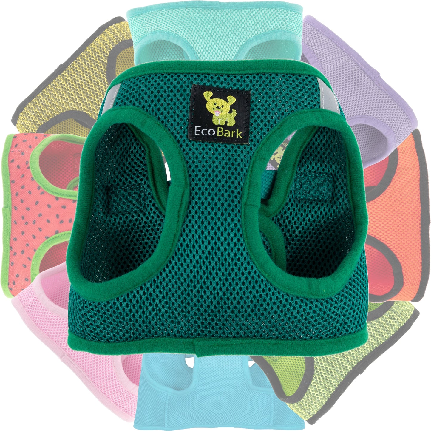 EcoBark Step In Dog Harness - XXXS to Medium Breeds- Reflective Soft Mesh Harness for Teacup, Small Dogs and Puppies / Forest Green