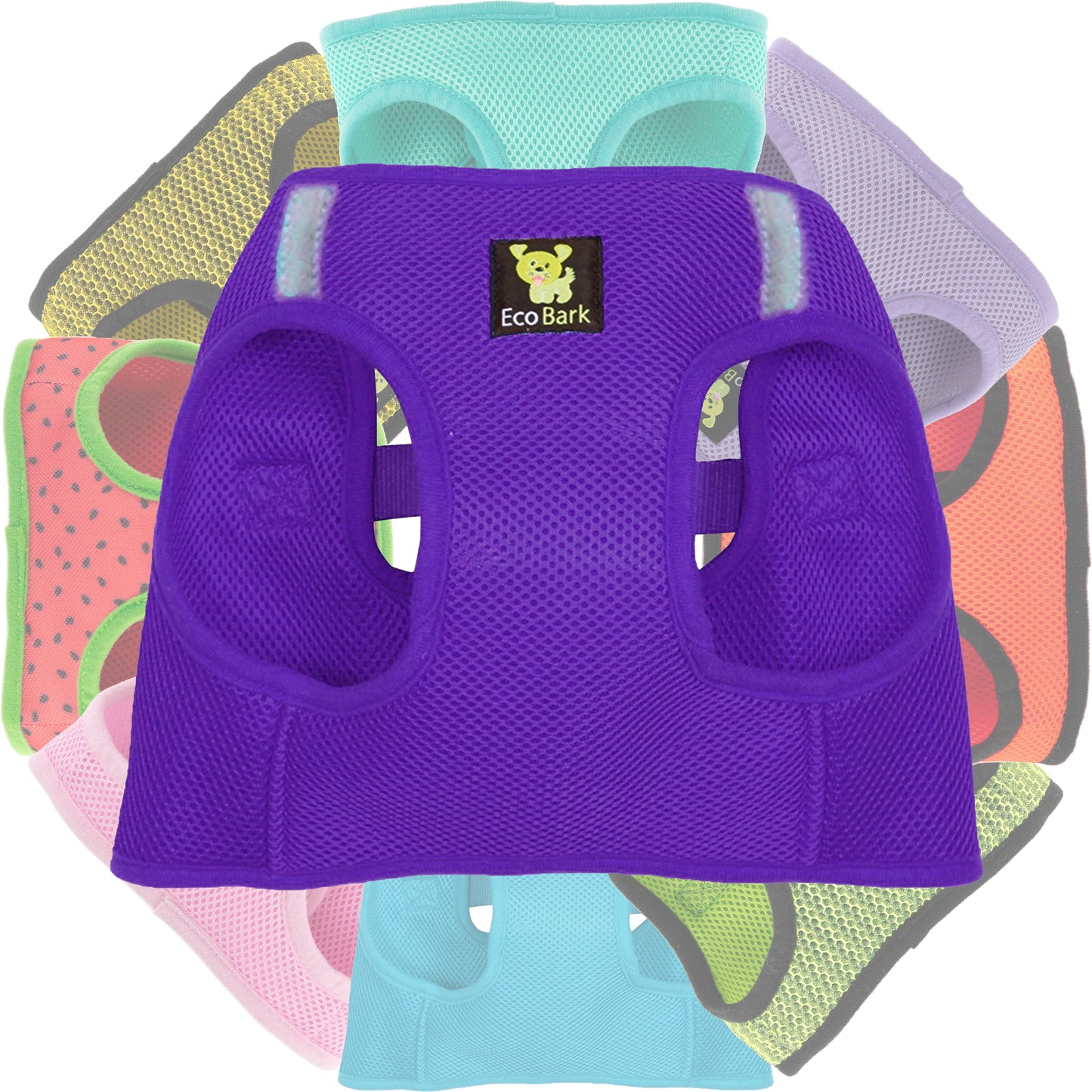 EcoBark Step In Dog Harness - XXXS to Medium Breeds- Reflective Soft Mesh Harness for Teacup, Small Dogs and Puppies / Purple