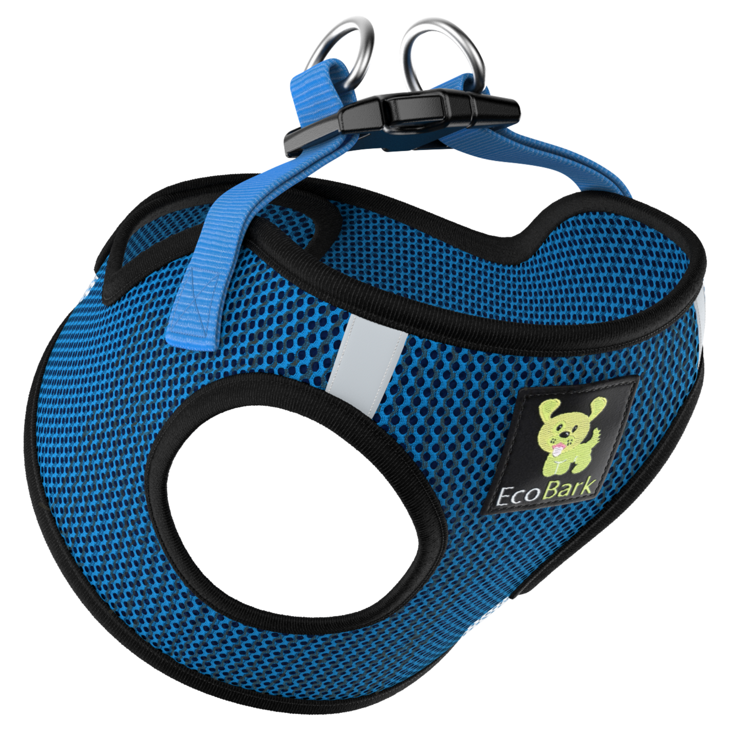 EcoBark Step In Dog Harness - XXXS to Medium Breeds- Reflective Soft Mesh Harness for Teacup, Small Dogs and Puppies / Bright Blue Sport