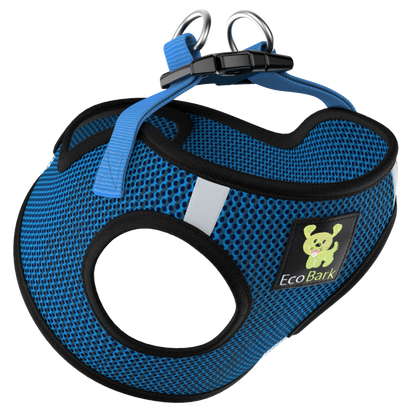 EcoBark Step In Dog Harness - XXXS to Medium Breeds- Reflective Soft Mesh Harness for Teacup, Small Dogs and Puppies / Bright Blue Sport