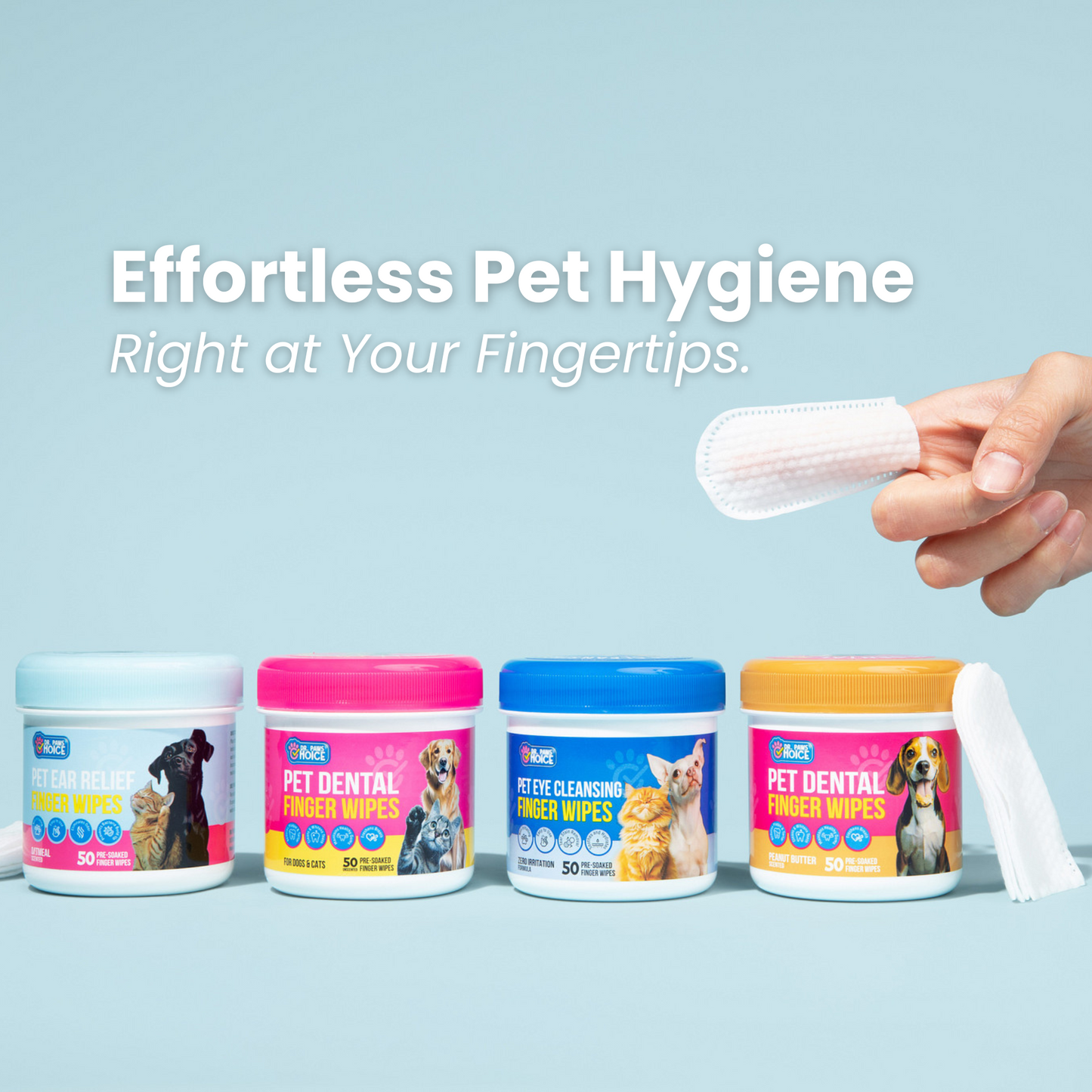 3-Pack Hygiene Bundle – Pet Dental, Ear, & Eye Finger Wipes