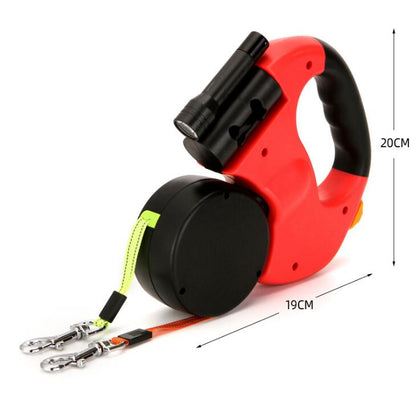 Retractable Dual Double Pet Rope Leash Tangle Free Walk For Two Dogs