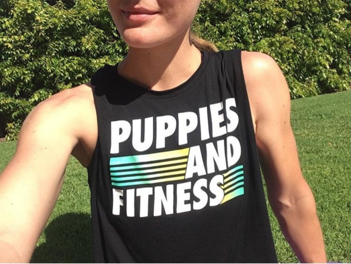Puppies and Fitness Club Logo | Crop Tank Made in USA