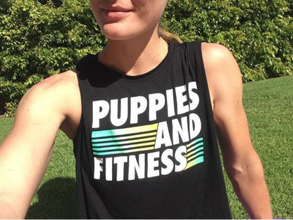Puppies and Fitness Club Logo | Crop Tank Made in USA