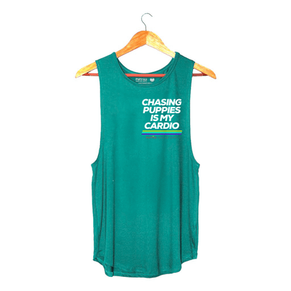 Chasing Puppies is My Cardio Women's Sleeveless Tank | Dog Mom Gift | Handmade in Los Angeles USA