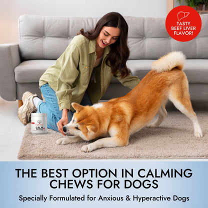 Pet Vet Products® Dog Calming Chews – Beef Liver Soft Chews for Stress, Relaxation & Anxious Behavior Support, 60 Count