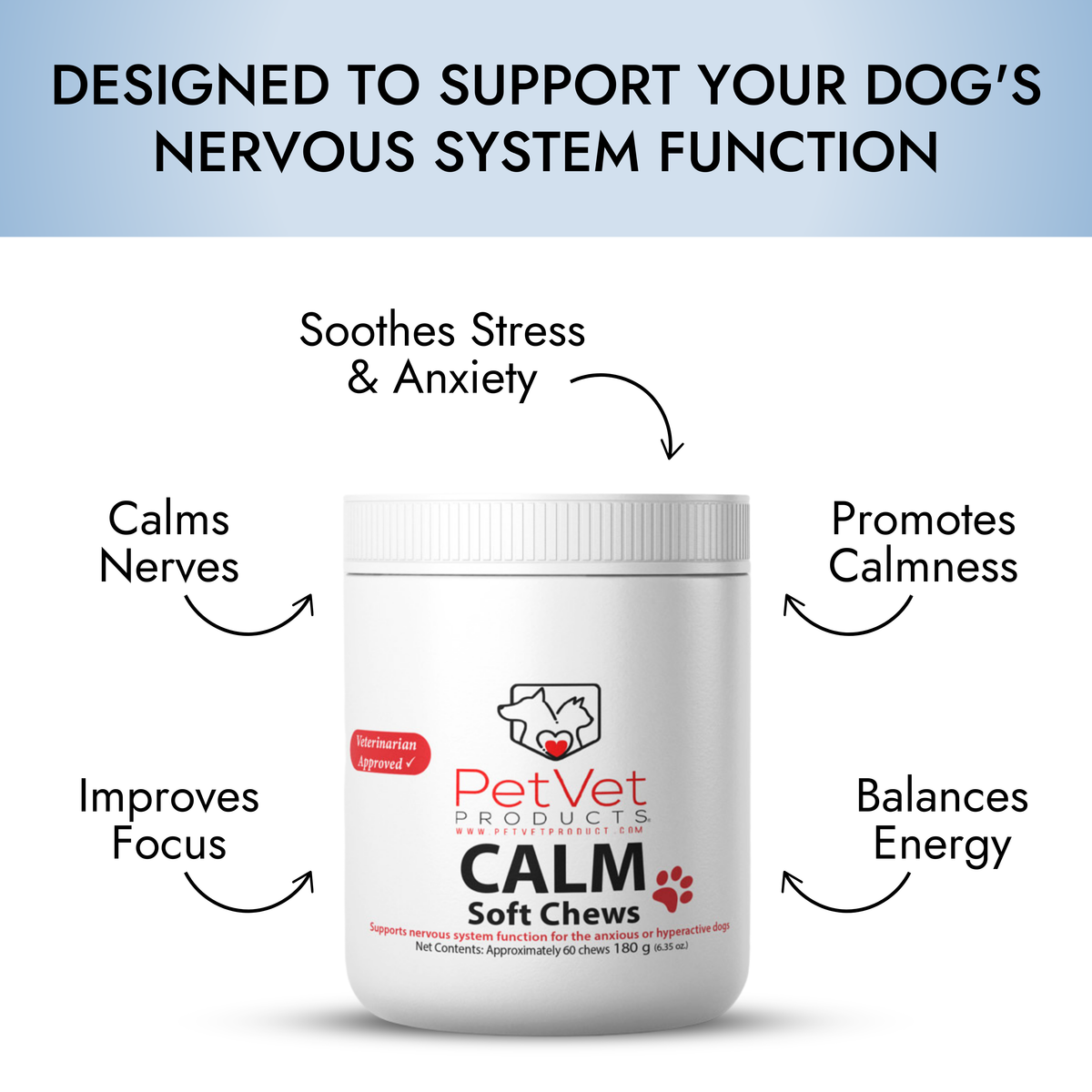 Pet Vet Products® Dog Calming Chews – Beef Liver Soft Chews for Stress, Relaxation & Anxious Behavior Support, 60 Count