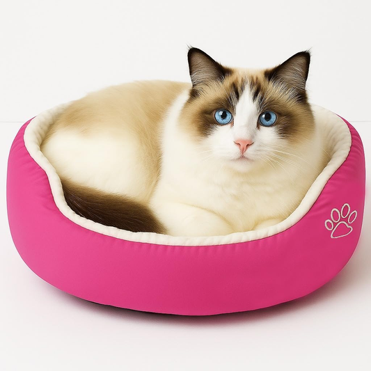 Calming Donut Cat Bed Plush Anti Anxiety Washable Non Slip Small Pets