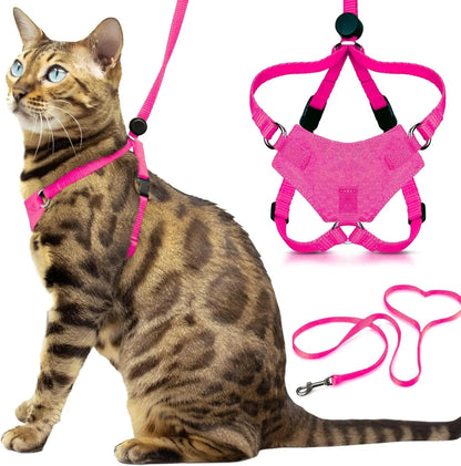 Cat Harness Escape Proof Adjustable Leash Set Reflective Walking Vest