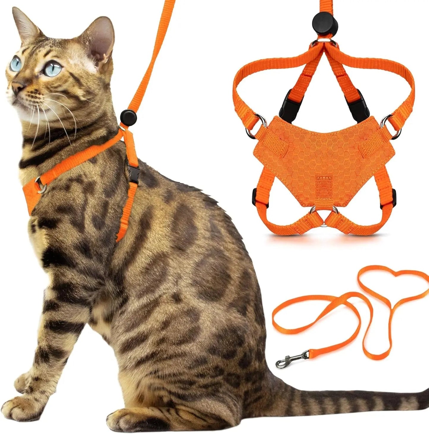 Cat Harness Escape Proof Adjustable Leash Set Reflective Walking Vest