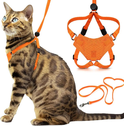 Cat Harness Escape Proof Adjustable Leash Set Reflective Walking Vest