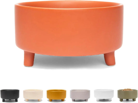 Ceramic Cat & Dog Pet Bowl, Elevated Stoneware Feeder, Dishwasher Safe