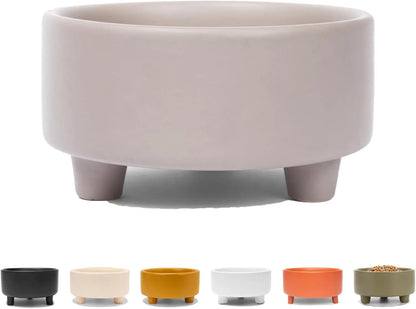 Ceramic Cat & Dog Pet Bowl, Elevated Stoneware Feeder, Dishwasher Safe