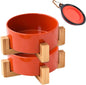 Ceramic Cat & Small Dog Bowl Set with Stand 13.5oz Non Slip Double