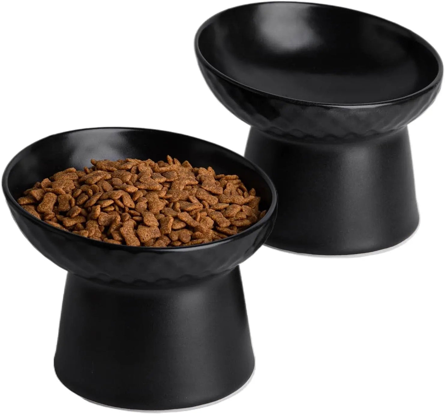 Ceramic Raised Tilted Cat Bowls Set of 2, Elevated Porcelain Feeder