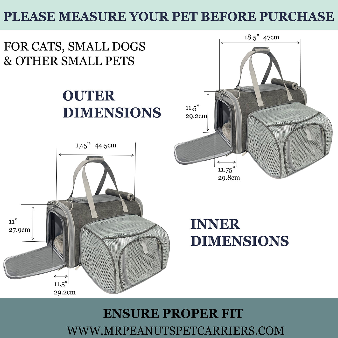 Mr. Peanut's Gold Series Standard Size Airline Compliant Expandable Pet Carrier V3.0