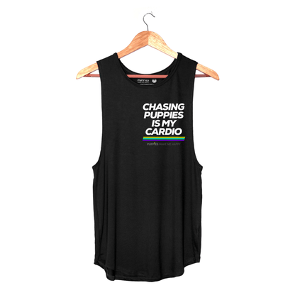 Chasing Puppies is My Cardio Women's Sleeveless Tank | Dog Mom Gift | Handmade in Los Angeles USA