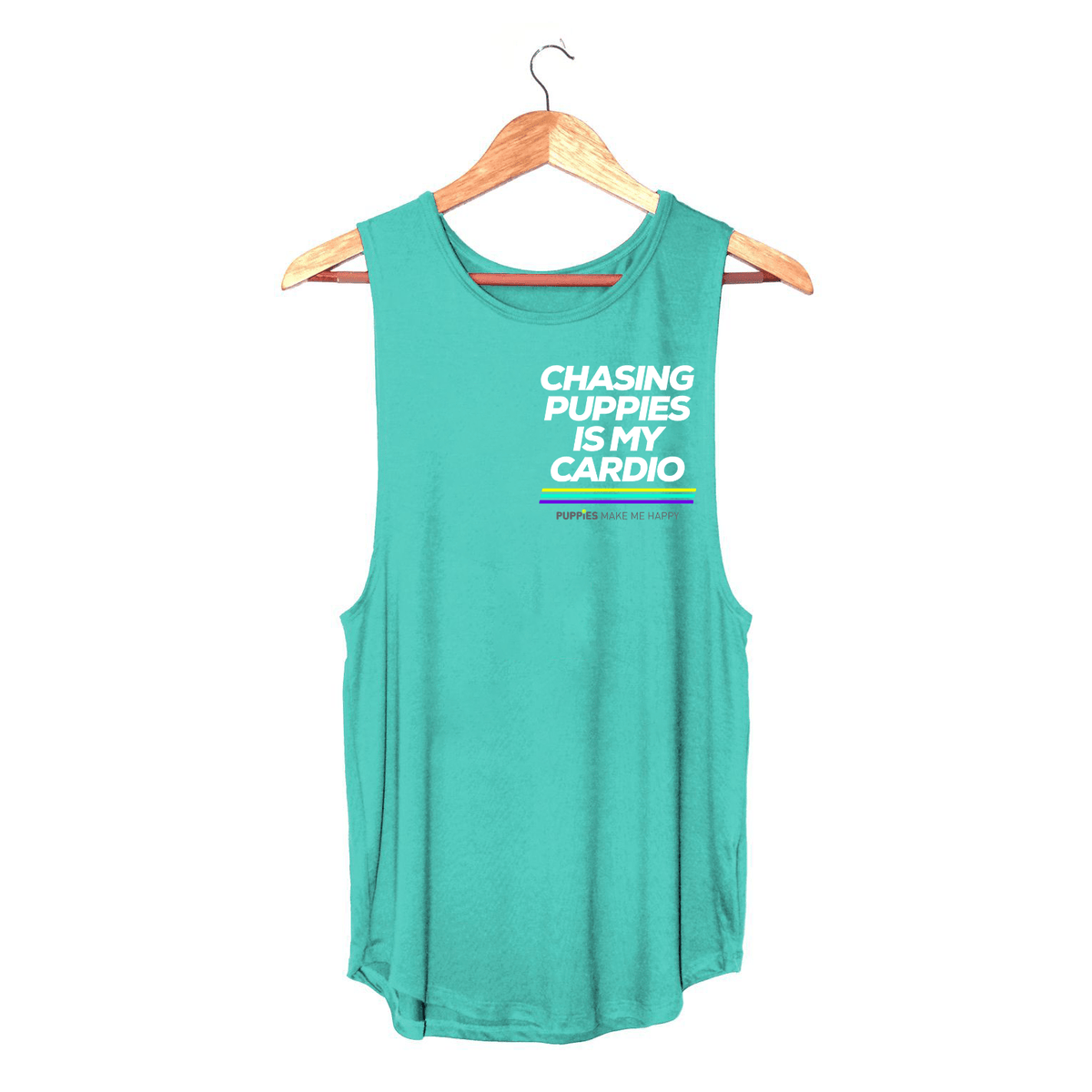 Chasing Puppies is My Cardio Women's Sleeveless Tank | Dog Mom Gift | Handmade in Los Angeles USA