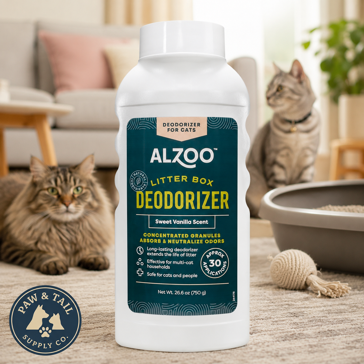 Alzoo Cat Litter Deodorizer Fragrant Sweet Vanilla 26 oz.
