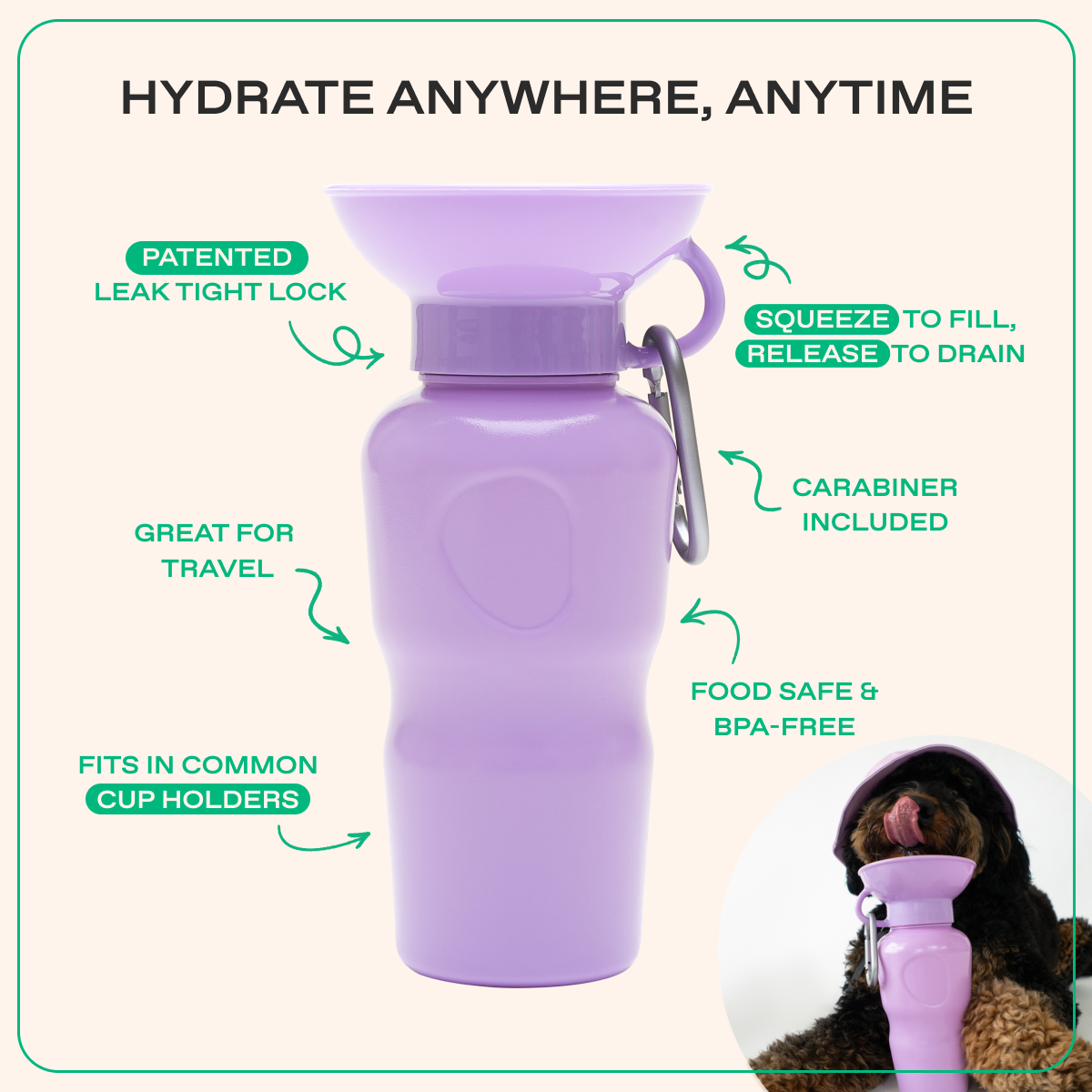 22oz Original Dog Travel Water Bottle