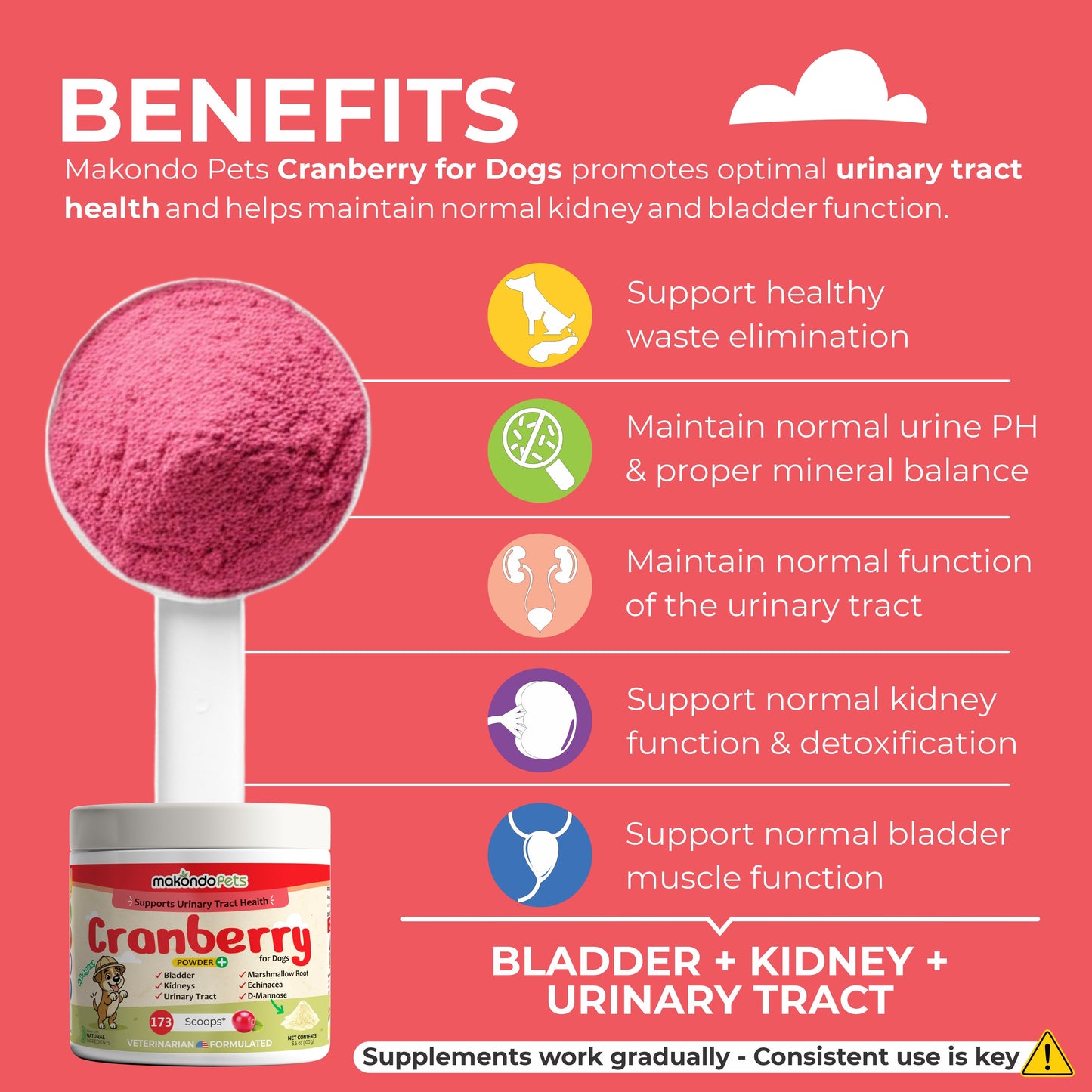 Cranberry for Dogs. Urinary Tract Support. 100 Scoops