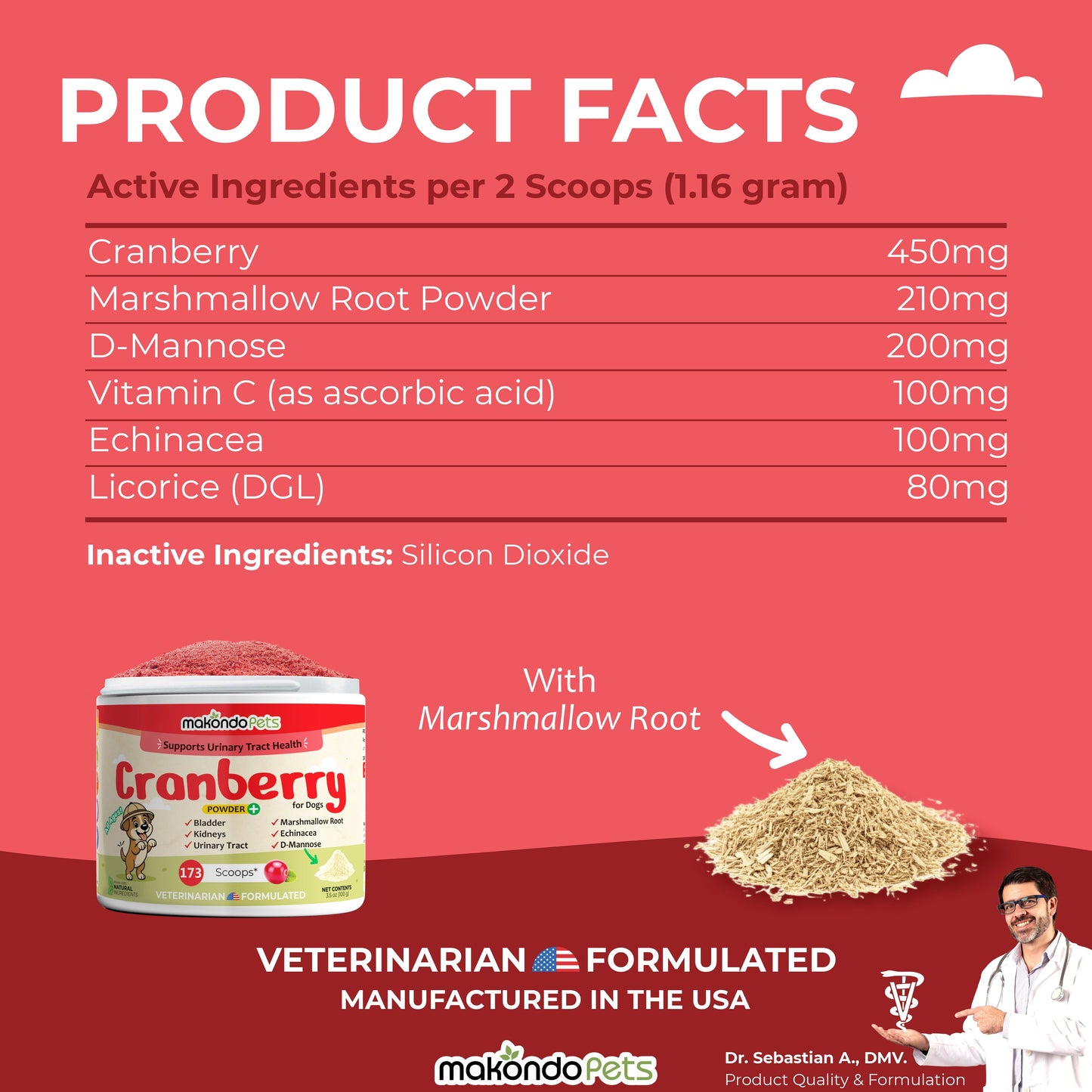 Cranberry for Dogs. Urinary Tract Support. 100 Scoops