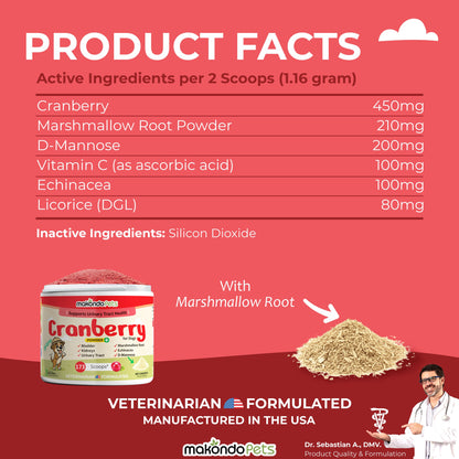 Cranberry for Dogs. Urinary Tract Support. 100 Scoops