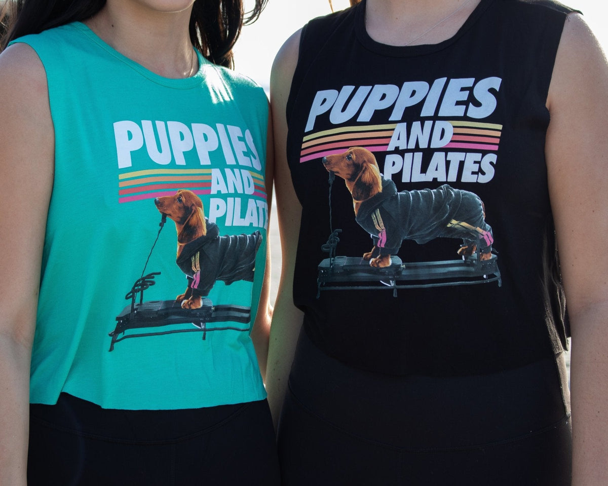 Puppies & Pilates Crop Top | Gift for Dog Moms Who Do Pilates | Made in USA