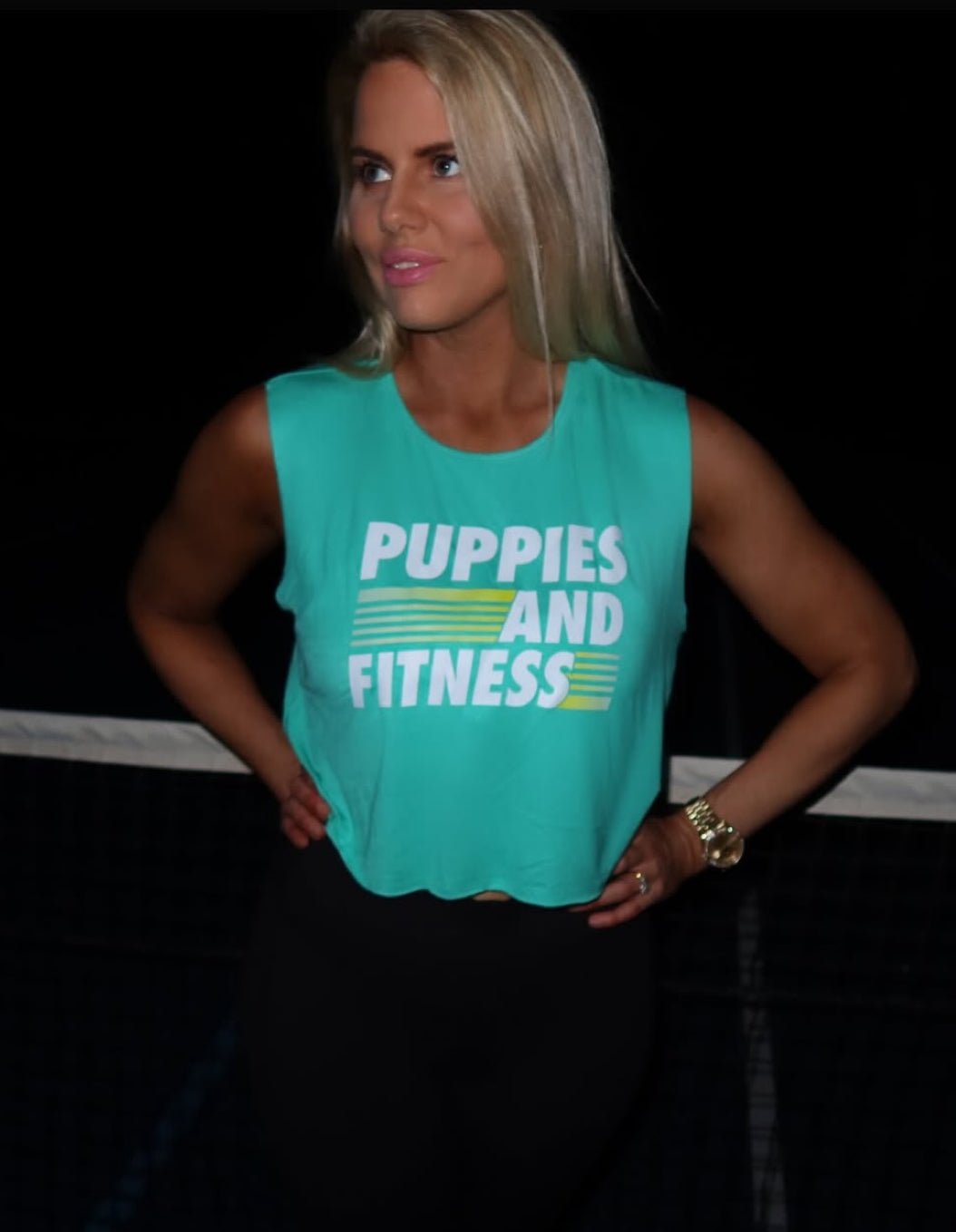 Puppies and Fitness Club Logo | Crop Tank Made in USA